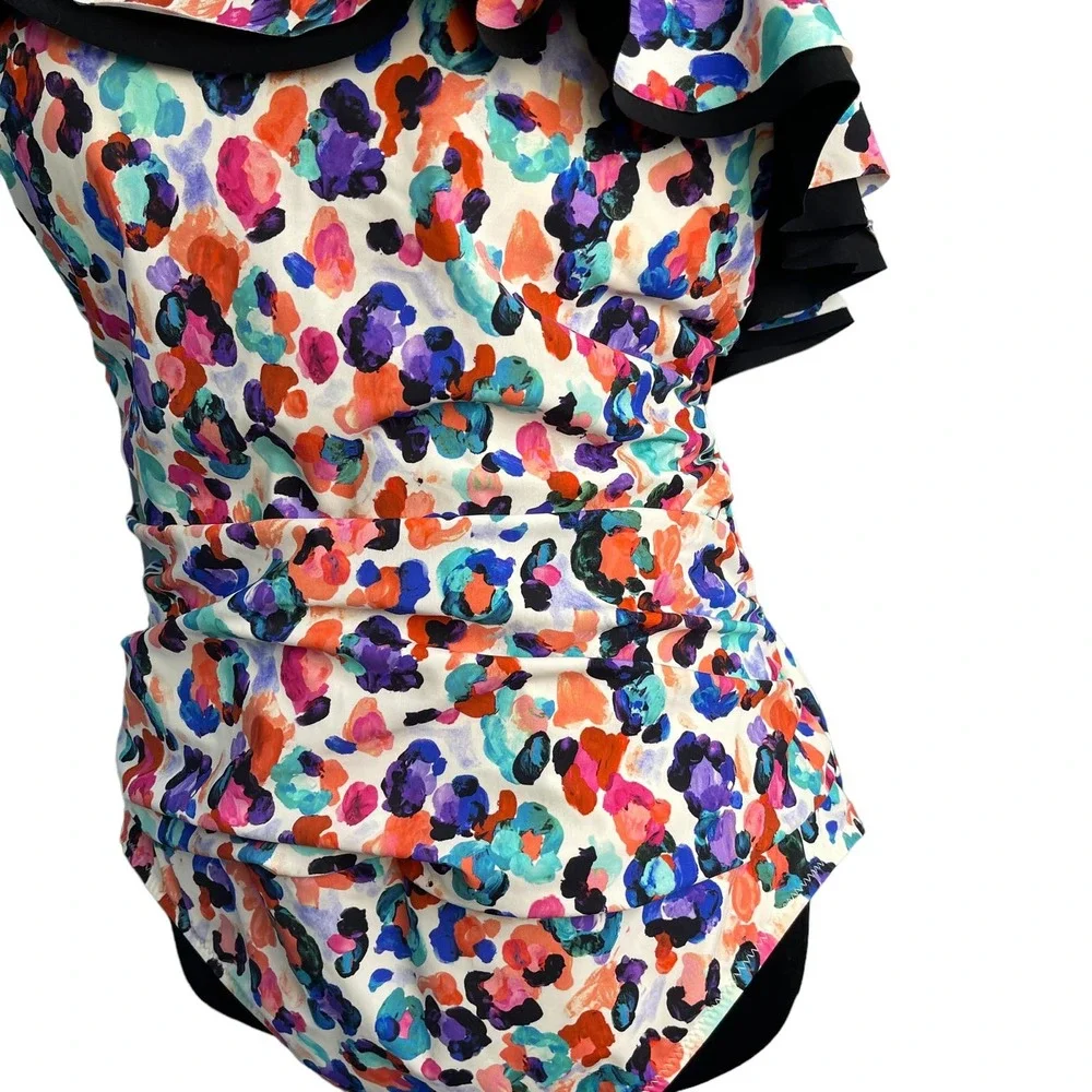 Profile Multicolor Polka Dot Plus Size Swimwear Size‎ 16 Beach Feminine Ruffle